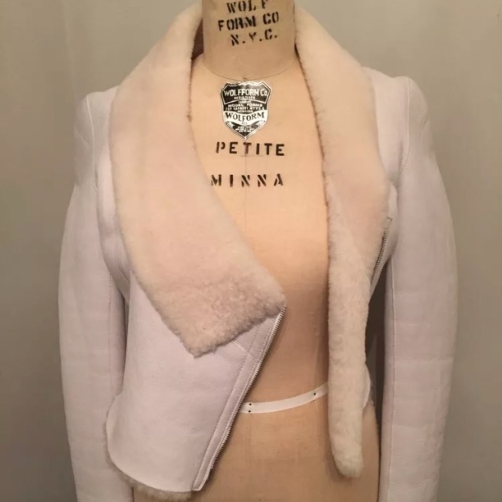 Helmut Lang Leather & Shearling Motorcycle Jacket - Picture 8 of 9